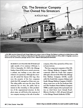 First & Fastest, Winter 2020, CSL: The Streetcar Company That Owned No Streetcars